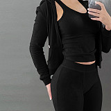 Zipper Hooded Coat+Vest+Jogger Pants Tracksuits CH-8235
