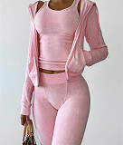 Zipper Hooded Coat+Vest+Jogger Pants Tracksuits CH-8235