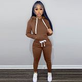 Fitness Solid Pullover Hoodies Sweatpants Tracksuits TK-6258