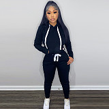 Fitness Solid Pullover Hoodies Sweatpants Tracksuits TK-6258