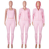Zipper Hooded Coat+Vest+Jogger Pants Tracksuits CH-8235
