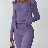Zipper Hooded Coat+Vest+Jogger Pants Tracksuits CH-8235