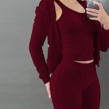 Zipper Hooded Coat+Vest+Jogger Pants Tracksuits CH-8235