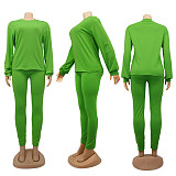 Cotton Solid Color Long Sleeve Pants Sport Two-piece Set SFY-155