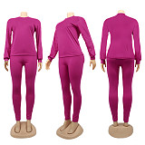 Cotton Solid Color Long Sleeve Pants Sport Two-piece Set SFY-155