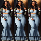 Sexy Crop Bras with Skinny Bell-bottomed Pants Two Pieces Set DAI-8053