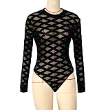 Long Sleeve Tops Hollow Out One-Pieces Bodycon Bodysuit SH-390821