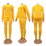 Cotton Solid Color Long Sleeve Pants Sport Two-piece Set SFY-155
