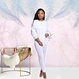 Cotton Solid Color Long Sleeve Pants Sport Two-piece Set SFY-155