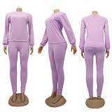 Cotton Solid Color Long Sleeve Pants Sport Two-piece Set SFY-155