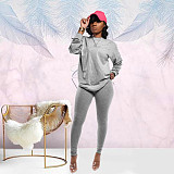 Cotton Solid Color Long Sleeve Pants Sport Two-piece Set SFY-155