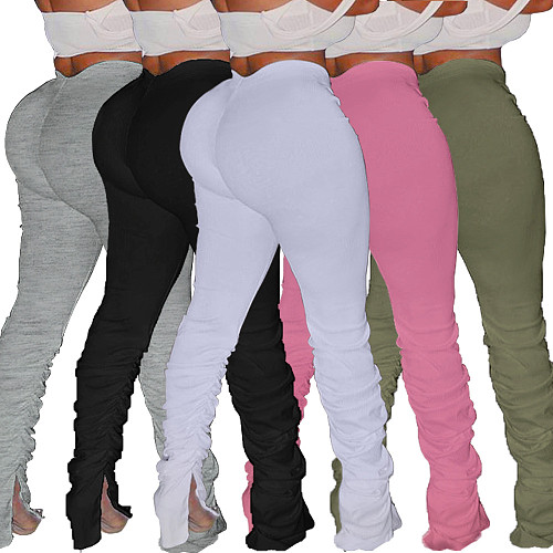Sexy Broken Holes Folds Slits Flared Long Trousers ASL-6256