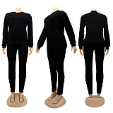 Cotton Solid Color Long Sleeve Pants Sport Two-piece Set SFY-155