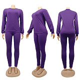 Cotton Solid Color Long Sleeve Pants Sport Two-piece Set SFY-155