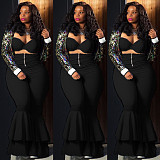 Sexy Crop Bras with Skinny Bell-bottomed Pants Two Pieces Set DAI-8053