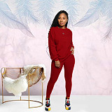 Cotton Solid Color Long Sleeve Pants Sport Two-piece Set SFY-155