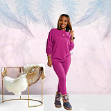 Cotton Solid Color Long Sleeve Pants Sport Two-piece Set SFY-155