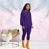 Cotton Solid Color Long Sleeve Pants Sport Two-piece Set SFY-155