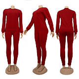 Cotton Solid Color Long Sleeve Pants Sport Two-piece Set SFY-155