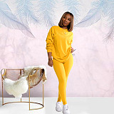 Cotton Solid Color Long Sleeve Pants Sport Two-piece Set SFY-155