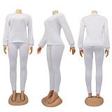 Cotton Solid Color Long Sleeve Pants Sport Two-piece Set SFY-155
