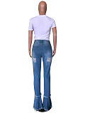 Hot Sales Hole Burning Flower Street Trend Hole Trumpet Jeans OD-8354