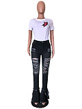 Hot Sales Hole Burning Flower Street Trend Hole Trumpet Jeans OD-8354