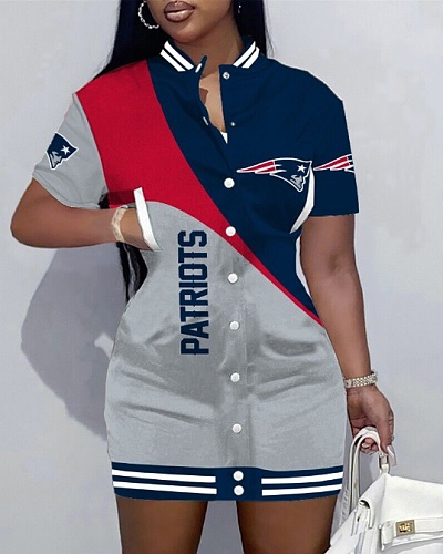 Womens Varsity Jersey Dress Slim Fit Snap Button Jersey Dresses RS-0000