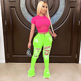Hot Sales Hole Burning Flower Street Trend Hole Trumpet Jeans OD-8354