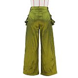 Solid Colid Casual Street Detachable Pocket Wide Leg Cargo Pants ZS-0643
