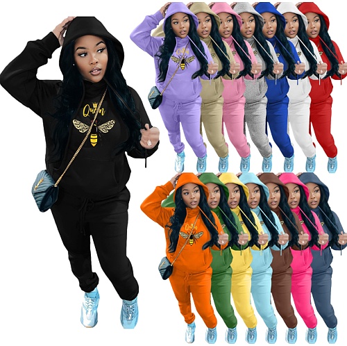 Autumn Winter Long Sleeves Hoodie Casual Long Pants Set 2pcs XING-337