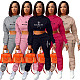 Women Fleece Printed Hoodies And Pant Casual Two-piece Set XING-330