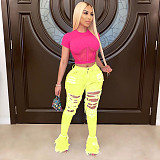 Hot Sales Hole Burning Flower Street Trend Hole Trumpet Jeans OD-8354