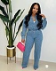 Fashion New Long Sleeve Trousers Denim Women's Two-piece Set YUN-51025