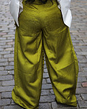 Solid Colid Casual Street Detachable Pocket Wide Leg Cargo Pants ZS-0643