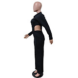 Black Denim Hollow Out Wide Leg Pants Jumpsuit MEM-88537