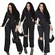 Black Denim Hollow Out Wide Leg Pants Jumpsuit MEM-88537