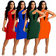 Sexy Oblique Shoulder Irregular Patchwork Slim Midi Dress YF-10038