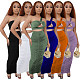 Sexy Single Shoulder Crop Top And Pleated Long Skirt 2 Piece Sets YF-9880