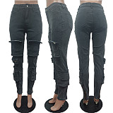 Elastic Multi-Pocket Casual Cargo Denim Pants MEM-88516