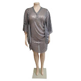 Plus Size Party Sequin Glitter Plus Size Evening Dress CN-352