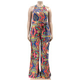 Abstract Print Sleeveless Wide Leg Plus Size Jumpsuits OSS-22235