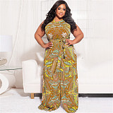 Abstract Print Sleeveless Wide Leg Plus Size Jumpsuits OSS-22235