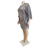 Plus Size Party Sequin Glitter Plus Size Evening Dress CN-352
