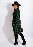 Long Sleeves Single-breasted Plaid Shirt Dress OSM-3329