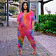 Fashion Tie-dye Print Short Sleeve V-neck Loose Jumpsuit BER-8061