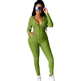 Women's Hooded Zipper Jacket Leggings Two-piece Set XMY-9261