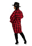 Long Sleeves Single-breasted Plaid Shirt Dress OSM-3329