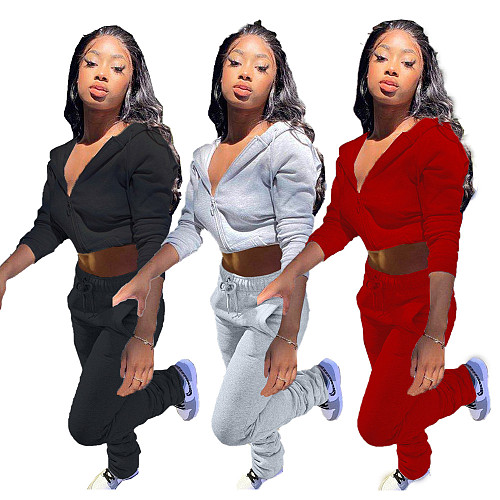 Zipper Hooded Coat+Pants Sets Joggers Casual Tracksuits XY-9066