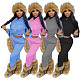 Solid Thicken Hoodie Crop Top Sweatpants Tracksuit WSM-5285